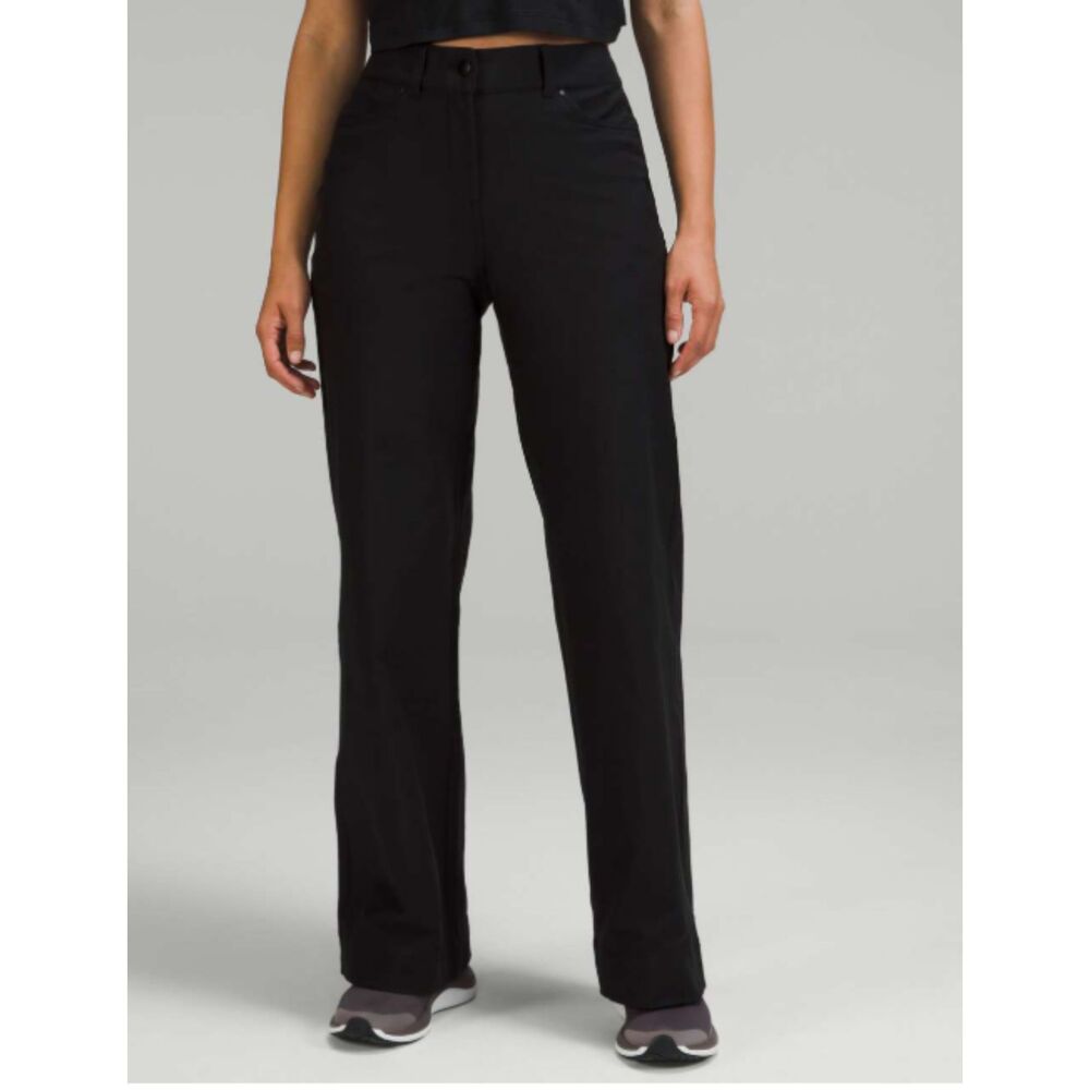 Lululemon City Sleek 5 Pocket Wide-Leg High-Rise Pant, Light Utilitech, BLK, 25